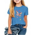 thumbnail image 2 of Spazoro Toddler Girls T-shirts, Casual Graphic Tee Crewneck Summer Short Sleeve Tops Blue Size 1-13T, 2 of 4