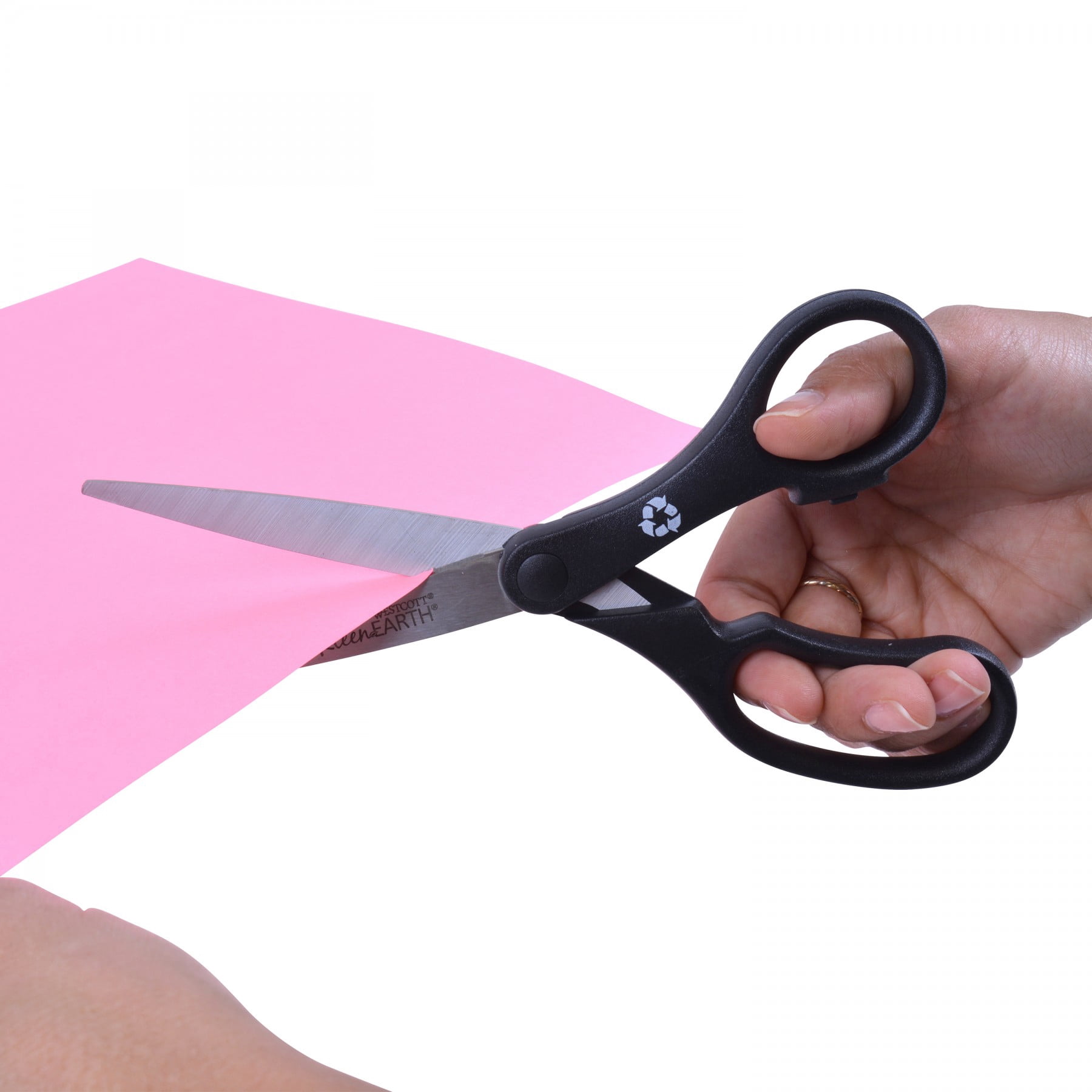 Westcott KleenEarth Basic 8" Scissors, Straight, Black, Pack of 6