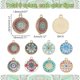 thumbnail image 2 of 48 piezas de dijes redondos planos de flores de 8 estilos, 18 mm, estilo bohemio, colgantes de caleidoscopio con estampado de aleación., 2 of 6