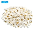 thumbnail image 3 of Unique Bargains Pendentifs Perles Factices 14 mm, Lot de 100 Perles Rondes Imitation Perle avec Strass, Blanc Doré, 3 of 6