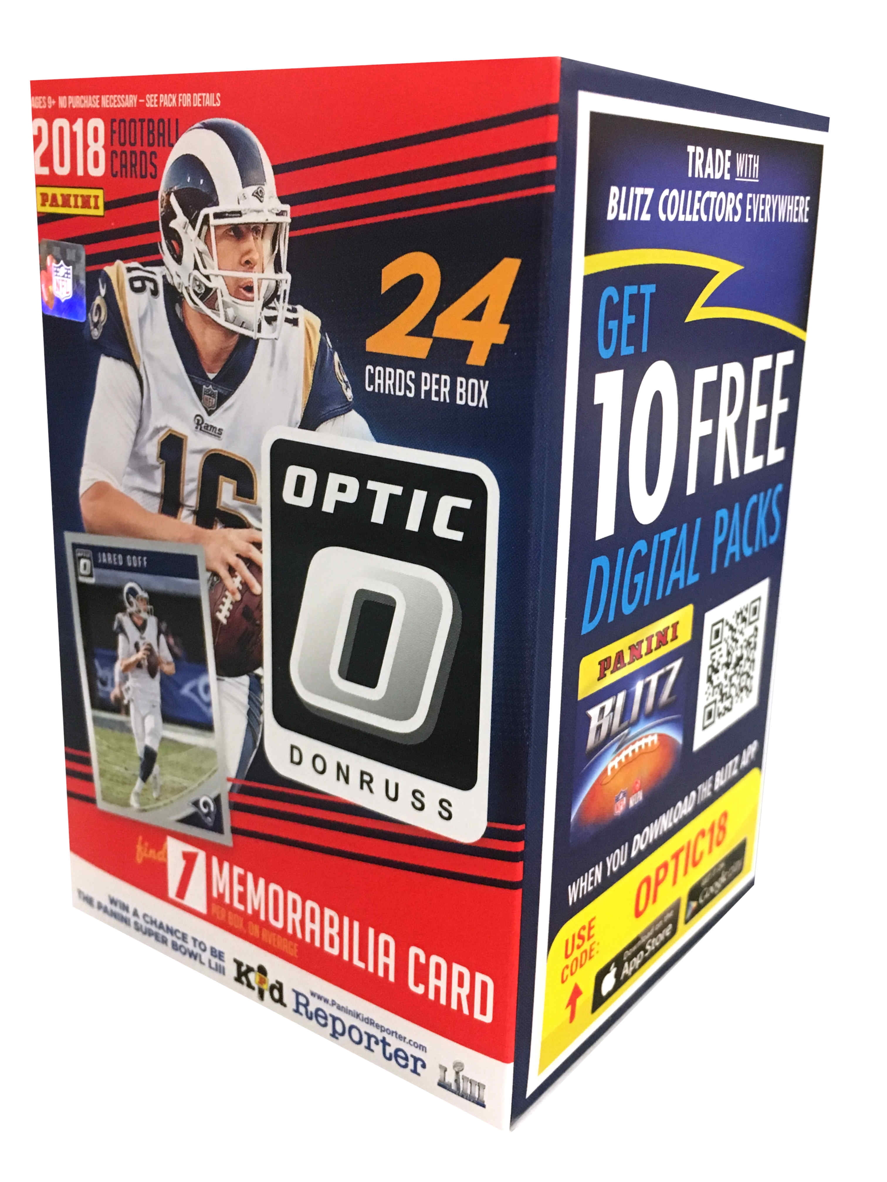 6 Packs/4 Cards 2018 Donruss Optic Football Blaster Box