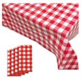 thumbnail image 3 of Summer Party Supplies Red and White Plaid Buffalo Plaid Rectangular Tablecloth, 3 of 4