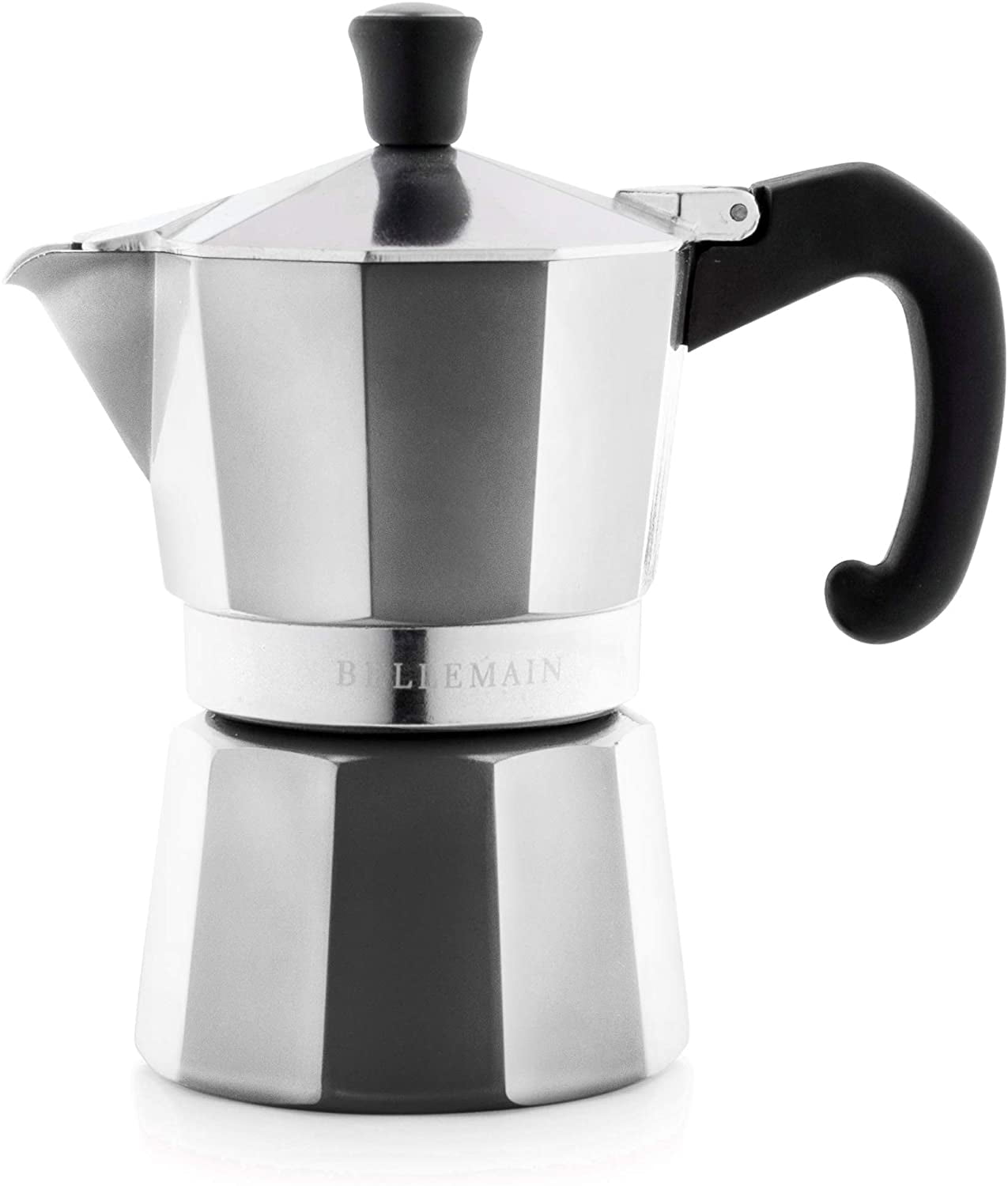 Bellemain Stovetop Espresso Maker Moka Pot (Silver, 3 Cup)