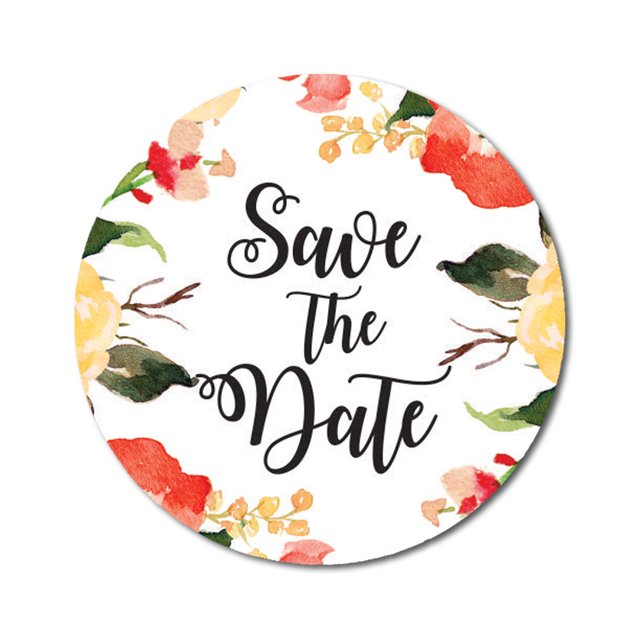 Darling Souvenir 45 Pcs Round Envelope Seal DIY White Floral Border Save The Date Stickers-1.6 Inches