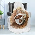 thumbnail image 4 of Tea Soft Flannel Fleece Throw Blanket, Hot Freshly Brewed Espresso Cup Cappuccino Latte Drinking Sketch Cafe Theme, Cozy Plush for Indoor and Outdoor Use, 50" x 60", Pale Caramel White, by Ambesonne, 4 of 5