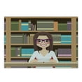 thumbnail image 1 of Geek Cutting Board, Happy Student Girl in Library Studying Reading a Textbook Themed Digital Image Print, Decorative Tempered Glass Cutting and Serving Board, Small Size, Multicolor, by Ambesonne, 1 of 1