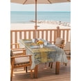 thumbnail image 2 of Outdoor Tablecloth with Umbrella Hole for Patio/Picnic/Party/Camping, Yellow Grey Abstract Waterproof Table Cloth Rectangle Table Cover Washable, Gradient Geometric Graffiti Retro Wooden (52"x 70"), 2 of 8