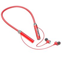 Oggfader Wireless Earbuds long Battery Life Wireless Earplugs Neck mounted Noise reducing Stereo Headset With Microphone Red