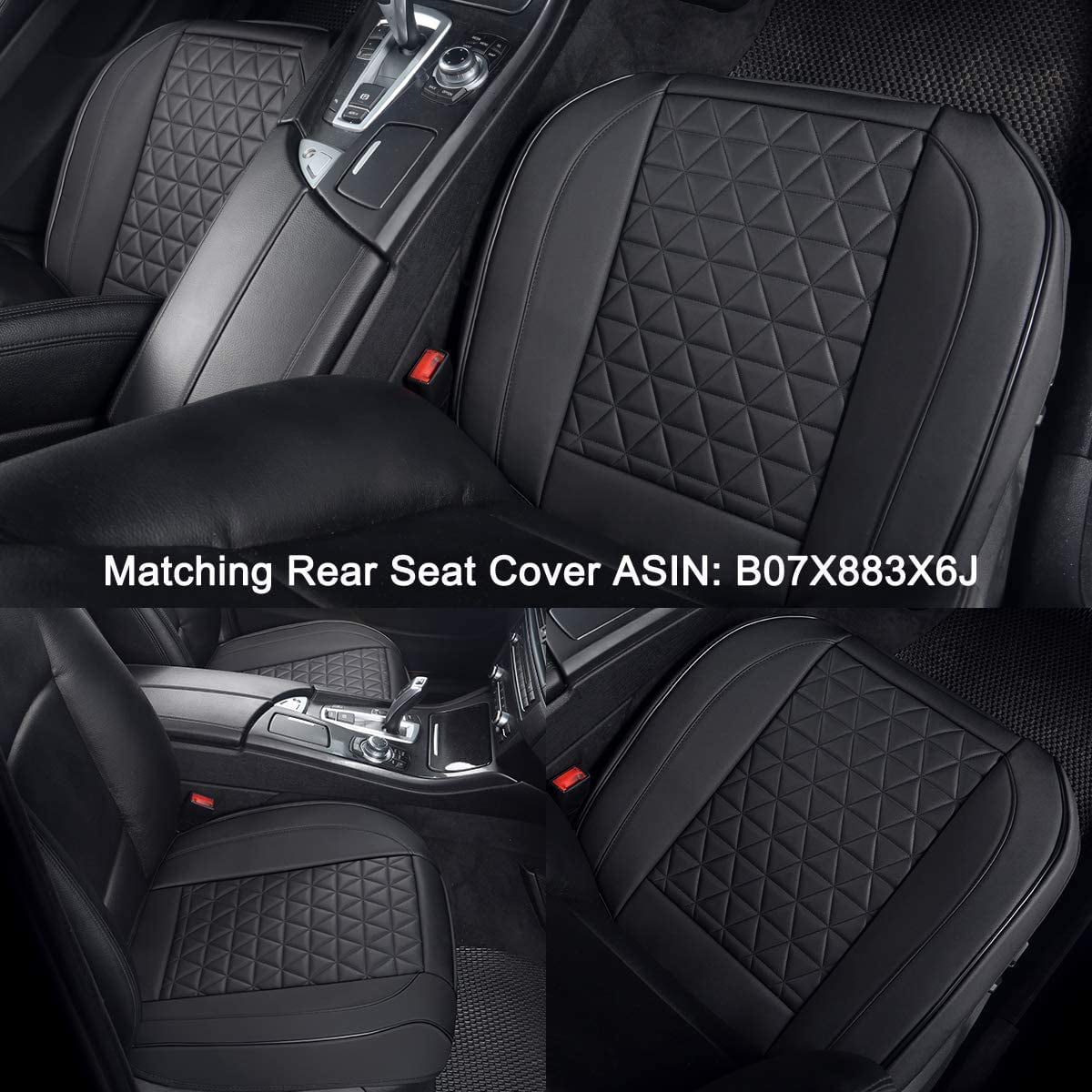 2PCS Luxury PU Leather Car Seat Covers Protectors for Front Seat Bottoms Compatible with 90% Vehicles Sedan SUV Truck Mini Van Beige 