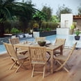thumbnail image 2 of Modern Contemporary Urban Design Outdoor Patio Balcony Garden Furniture Side Dining Chair and Table Set, Wood, Natural, 2 of 8