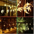 thumbnail image 7 of Twinkle Star 138 LED Star Moon Curtain Ramadan String Lights Curtain Lights with 8 Flashing Modes Wedding Party, Home, Patio Lawn, Office Decorations Remote Control with Battery Pack and USB (WW), 7 of 7