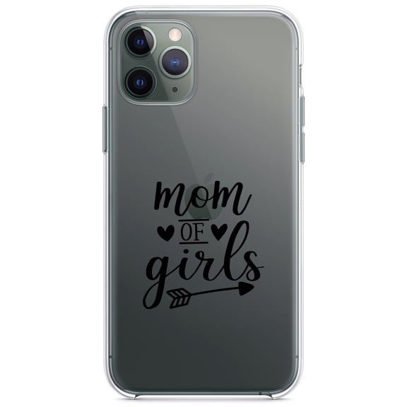 DistinctInk Clear Shockproof Hybrid Case for iPhone 11 Pro (5.8" Screen) - TPU Bumper Acrylic Back Tempered Glass Screen Protector - Mom of Girls