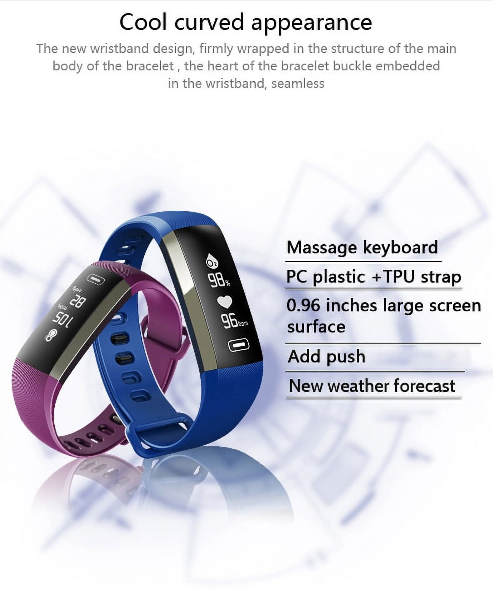 RBX Active Blood Pressure, Heart Rate, and Blood Oxygen Monitor and Activity Tracker with Caller ID and Message Notifications