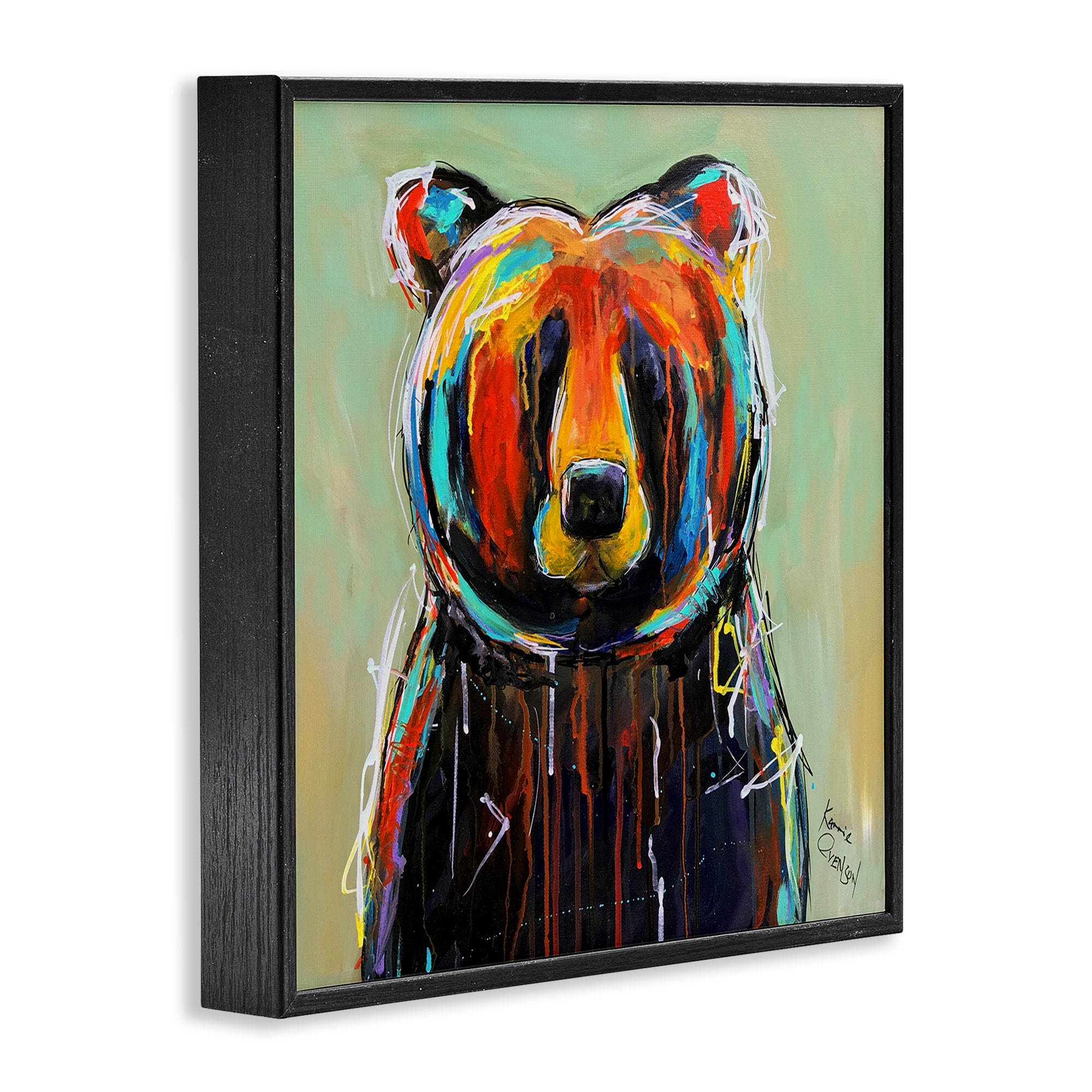 The Stupell Home Decor Collection Abstract Colorful Painted Black Bear Wall Art