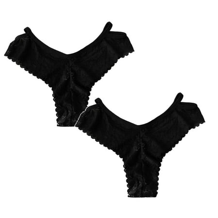 

Womens Underwear Brief Essentials Stretch Bikini Panty Lace Trim 3 Colors Comfy Panties2PC