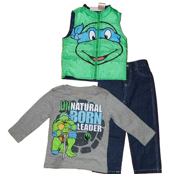 Ninja Turtles Toddler Boys 3pc Vest Set Green 4T
