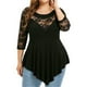thumbnail image 4 of Minnieouse Blusa de manga 3/4 con dobladillo irregular plisado con costuras de encaje para mujer Prendas para la parte del cuerpo negro L Minnieouse AP002109-01, 4 of 5