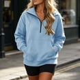 thumbnail image 4 of yardsong Women's Half Zip Sweatshirt Quarter Zip Fleece Pullover Sweatshirts Oversized Tops with Collar Long Sleeve Sweat Shirt Light Blue,XXL, 4 of 8