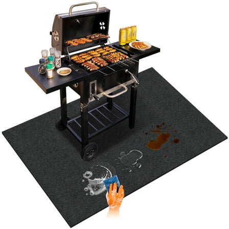 TOIAMOI Grill Mat, 52"×38"for Outdoor Grills, BBQ Floor Mats, Fireproof & Oil-Proof Mat, Anti-Slip, Easy Clean, Reusable Custom Cut for Decks, Patios, Indoor Fireplace Mats