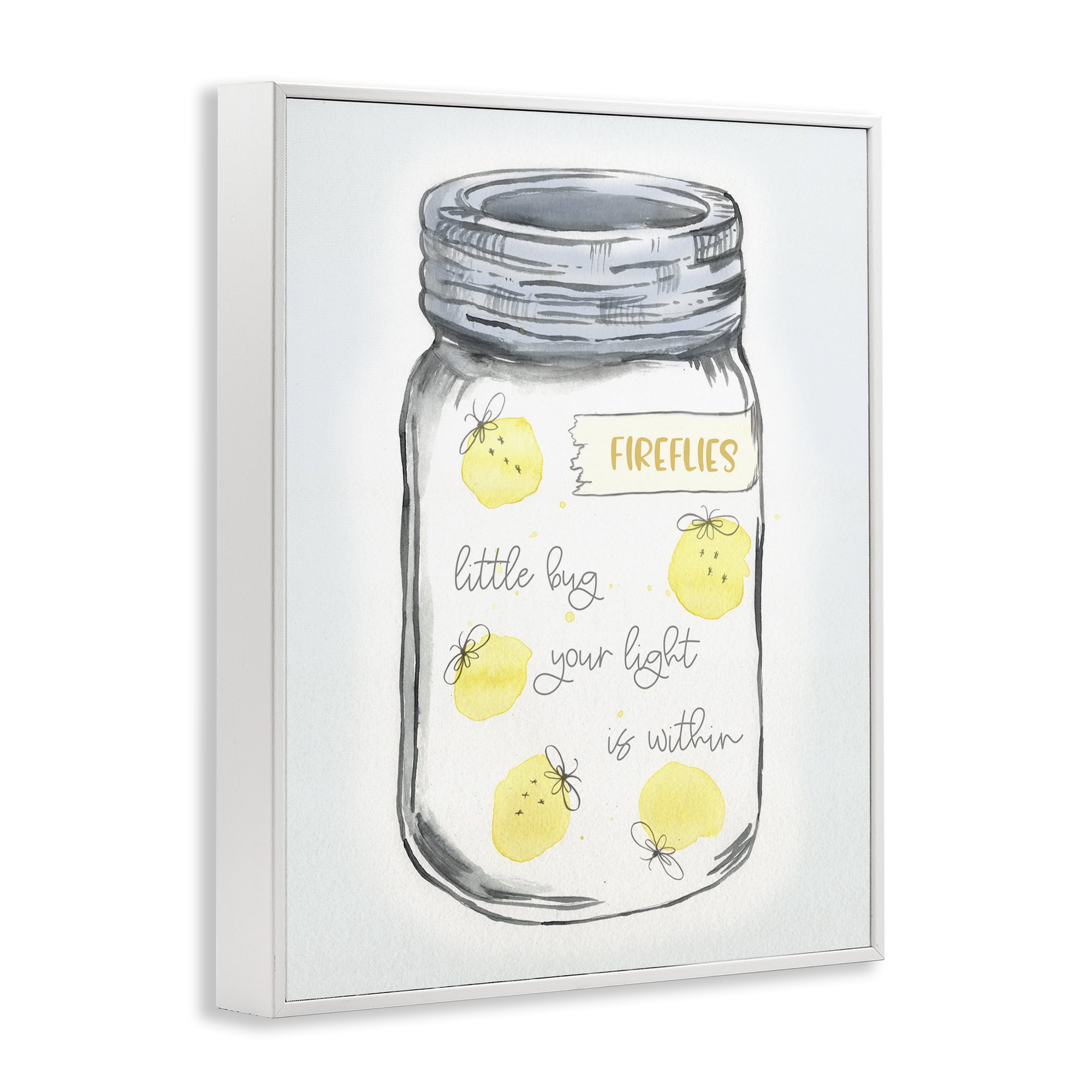 Stupell Industries Firefly Light Phrase Typography Painting White Framed Art Print Wall Art, 11 x 14