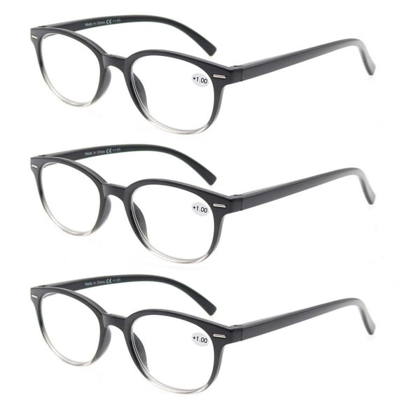 MODFANS Round Stylish Reading Glasses 3 Pair with Spring Hinge Fashion Glasses for Reading for Men and Women +2.50