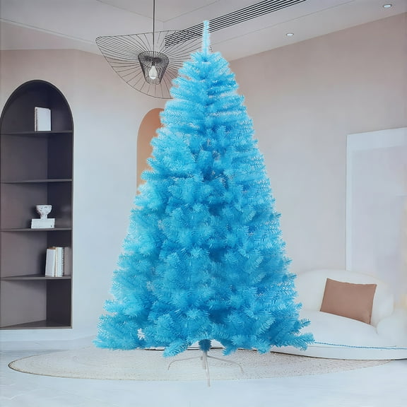 JWshufel 5.9ft Blue Artificial Christmas Tree Pre Wired Artificial Christmas Tree Features 1000 Branches Removable Metal Stand Foldable Base Easy to Set up and Store Ideal for Home Christmas Decor