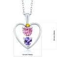 thumbnail image 2 of Gem Stone King 925 Sterling Silver Pink Moissanite Blue Tanzanite and Yellow Sapphire Pendant Necklace for Women (0.74 Cttw, Gemstone Birthstone, Heart 5MM and 4MM, with 18 inch Silver Chain), 2 of 3