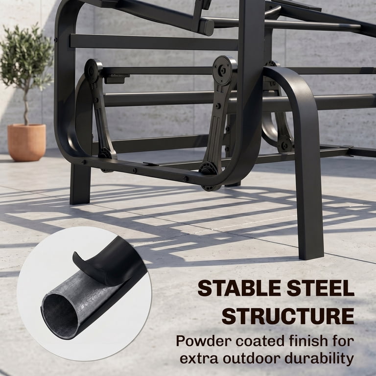 Outsunny Single Gliding Lounger Chair, Black Steel photo 6