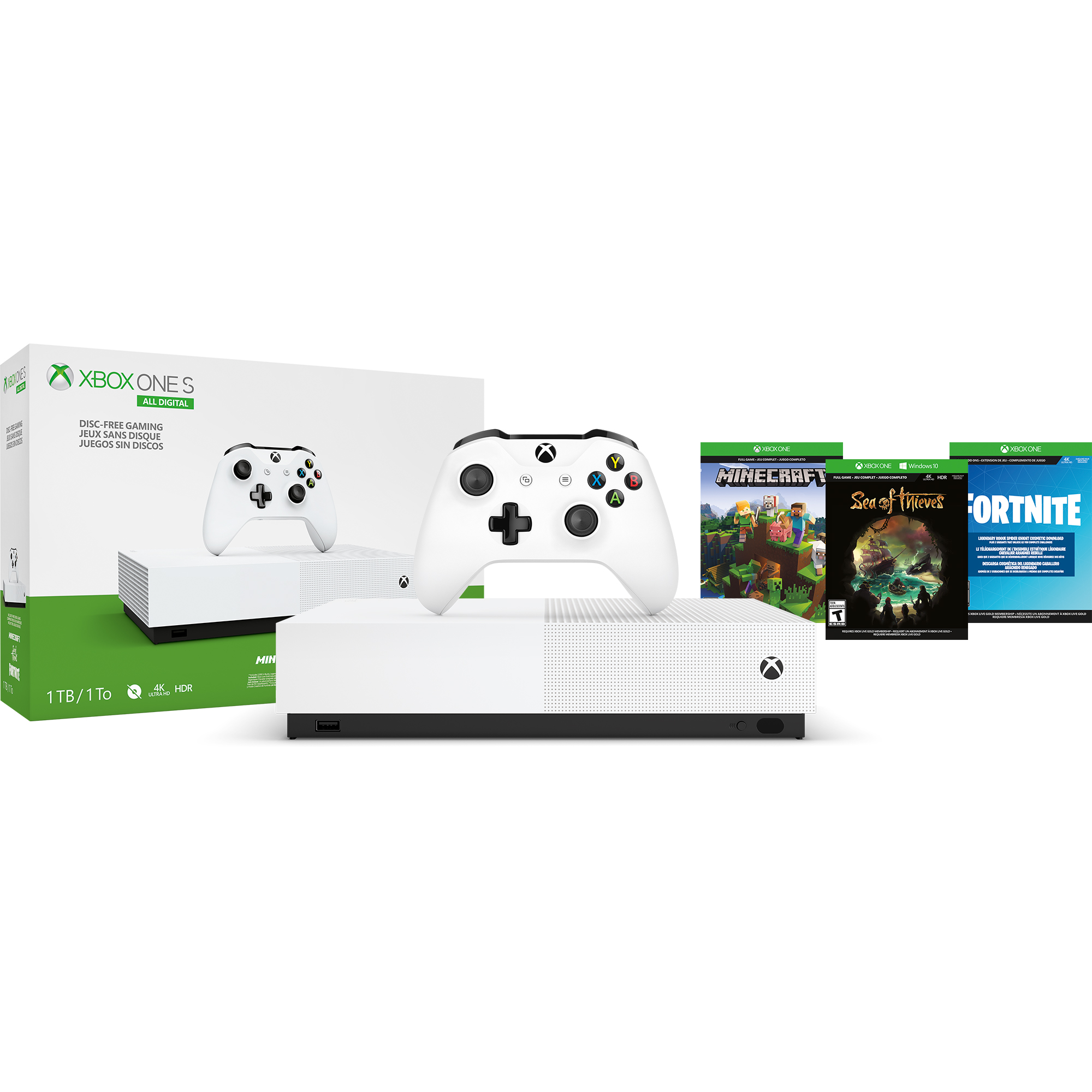 Microsoft Xbox One S 1TB All Digital Edition 3 Game Bundle (Disc-free Gaming), White, NJP-00050 - image 3 of 13
