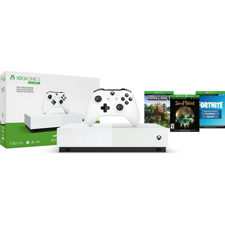 Microsoft Xbox One S 1TB All Digital Edition 3 Game Bundle (Disc-free  Gaming), White, NJP-00050