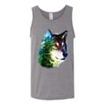 thumbnail image 2 of Earth Wolf Trees Mountains Nature Animal Lover Mens Graphic Tank Top, Heather Grey, Medium, 2 of 3