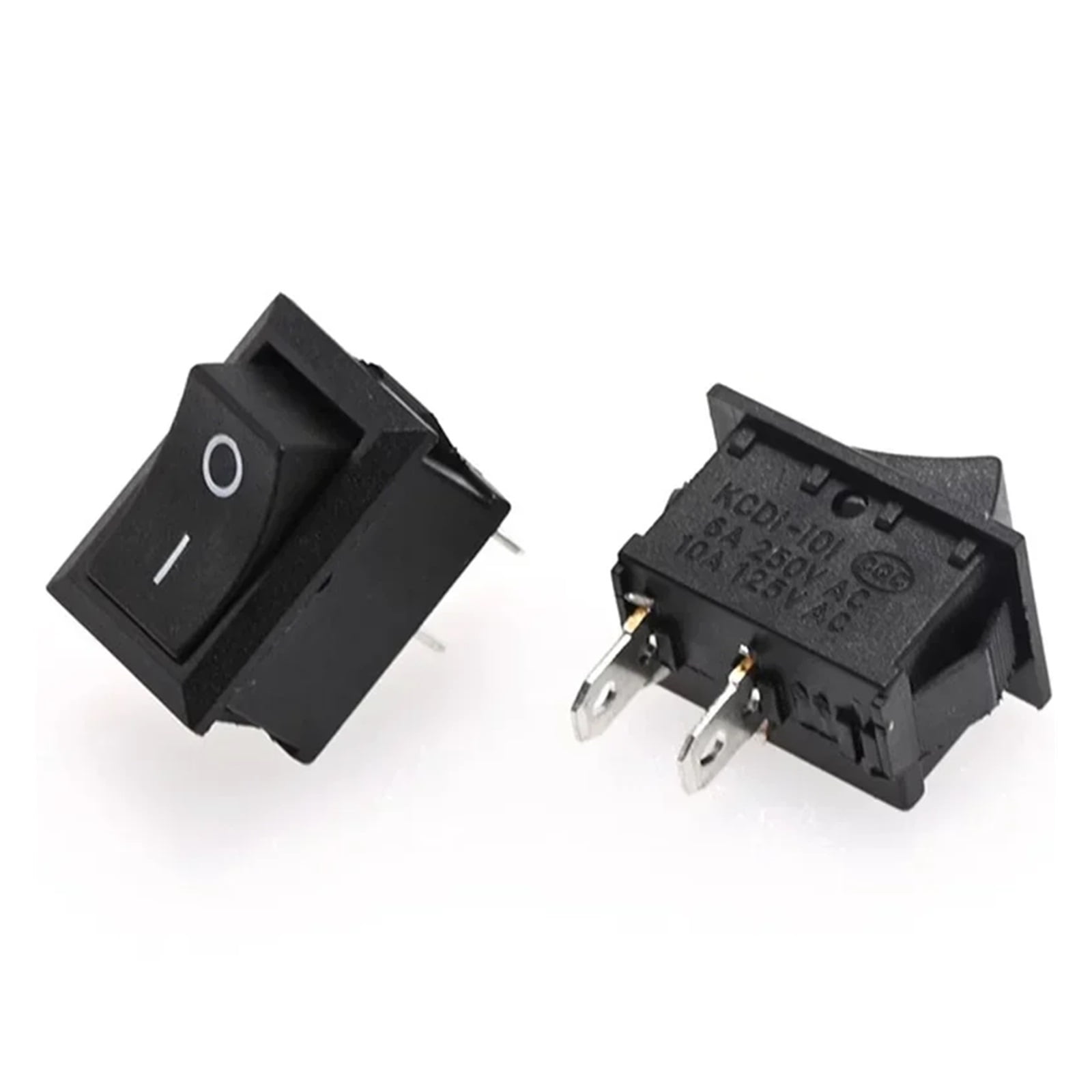 Black Snap-in Rocker Switch 2 Pin Power Switches SPST Boat-Shape Push Button Switches 15x21mm Toggle Switch KCD11 / KCD1