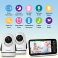 thumbnail image 2 of HelloBaby Video Baby Monitor con 2 cámaras y pantalla dividida de 5 pulgadas, cámaras de control remoto con visión nocturna y monitoreo de temperatura, 2 of 5