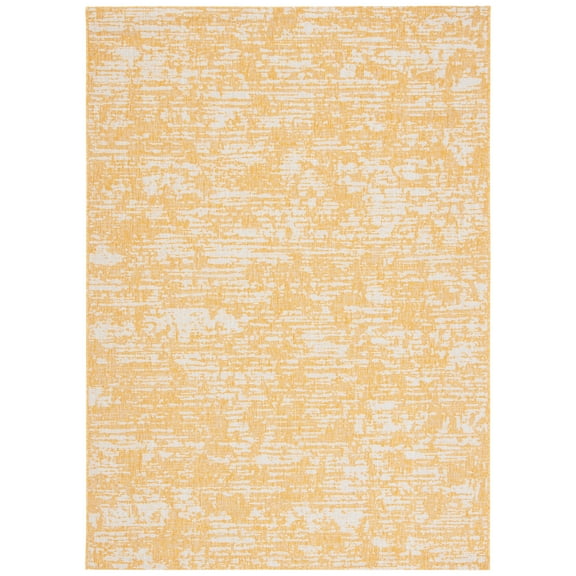 SAFAVIEH Courtyard Isolde Abstract Indoor/Outdoor Area Rug, Gold/Ivory, 9' x 12'
