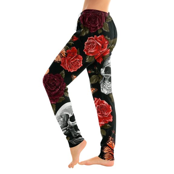 Hearthz Funny Pumpkin Pajama Bottoms Women Elastic Drawstring Jogger Pajama Pants Soft Holiday Halloween Cuffed Ankle Trousers Pants for Women
