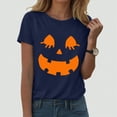 thumbnail image 2 of Towmus Halloween Shirts Pumpkin Face Shirt Funny Print Graphic Tee Tops Girls Cute Gift T-Shirt Blouse, 2 of 5