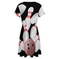 thumbnail image 5 of Ten-pin Bowling Strike Graphic Women's Dress Short Sleeve Summer Sundress Summer Women Clothes, 5 of 7