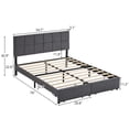thumbnail image 4 of Al Fresco Full Size Bed Frame with Tufted Wingback Headboard, Metal Platform Bed with Storage Drawers, No Box Spring Needed, Dark Gray, 4 of 7
