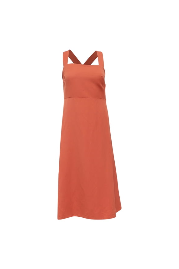 Pre-Owned Theory Crossback Midi Dress in Orange Polyamide