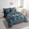 thumbnail image 3 of Homewish Western Aztec Adult Twin Bedding Sets 7-Piece, Vintage Blue Bohemian Bedding Comforter Set, Hippie Triangle Abstract Reversible Sheet Sets, Luxury Bedroom Decor, 3 of 7