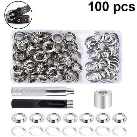 

Grommet tool kit 12 mm grommet eyelets washer eyelet pliers set and 100 sets of Grommet eyelets with storage box for tarpaulin leather fabric curtain pool cover
