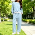 thumbnail image 2 of Fsmtpdam Girls 2 Piece Sweatsuit Set 7-8 Winter Warm Fleece Lined Tracksuit Solid Color Long Sleeve Crewneck Sweatshirt and Jogger Sweatpants with Pockets Casual Athletic Outfit, 2 of 8
