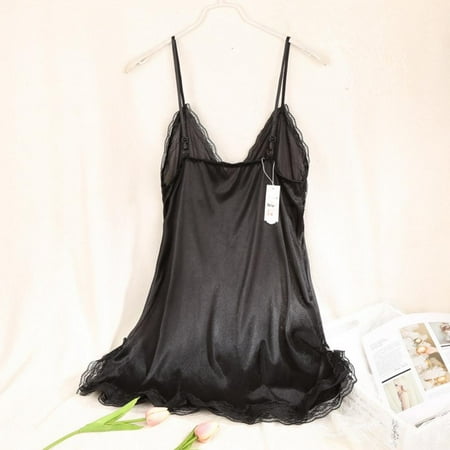 

Clearance Suspenders V-neck Solid Color Nightdress