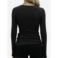 thumbnail image 3 of Womens Long Sleeve Stretch Crewneck Ribbed T-Shirt Slim Fit Casual Basic Tops, 3 of 4