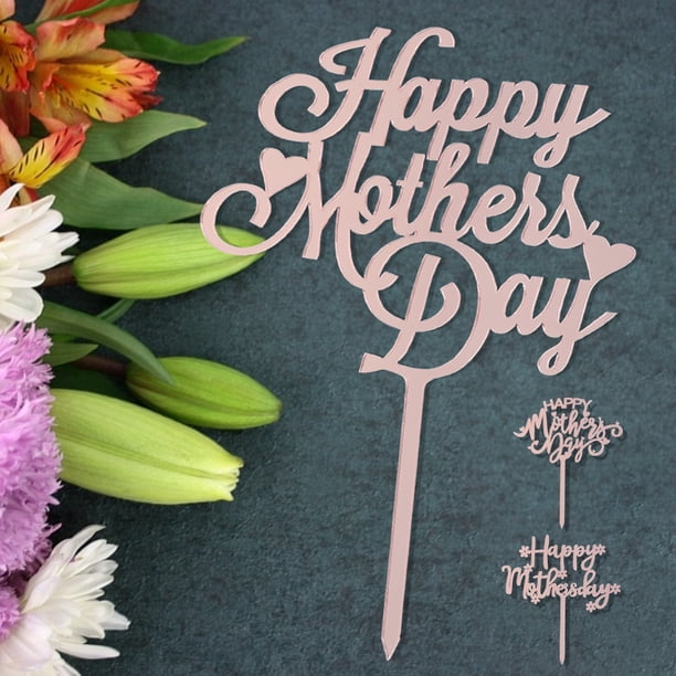 10 Unids / set Acrílico Feliz Día de la Madre Cake Toppers Selecciones Decoración Suministros para fiestas Muyoka Hogar