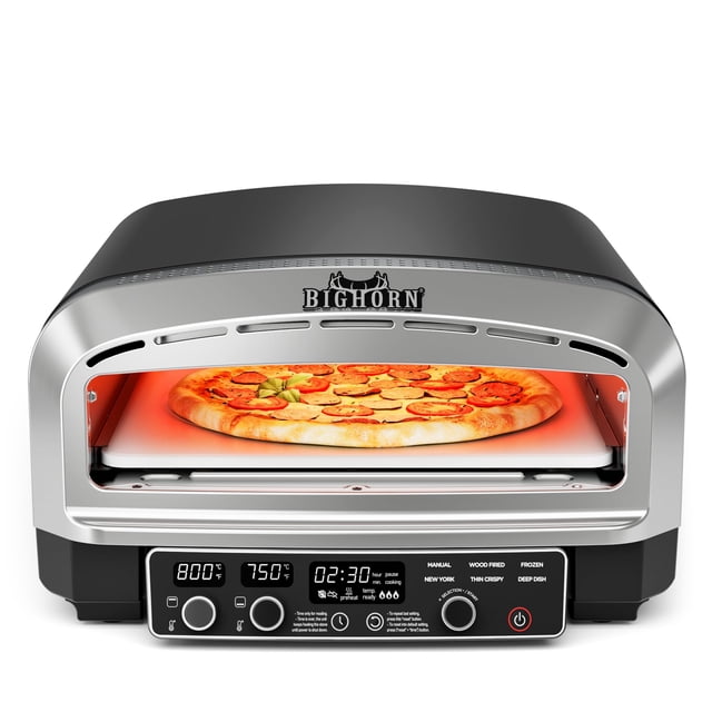 Horno eléctrico para pizza BIG HORN de 14" con 6 modos preestablecidos