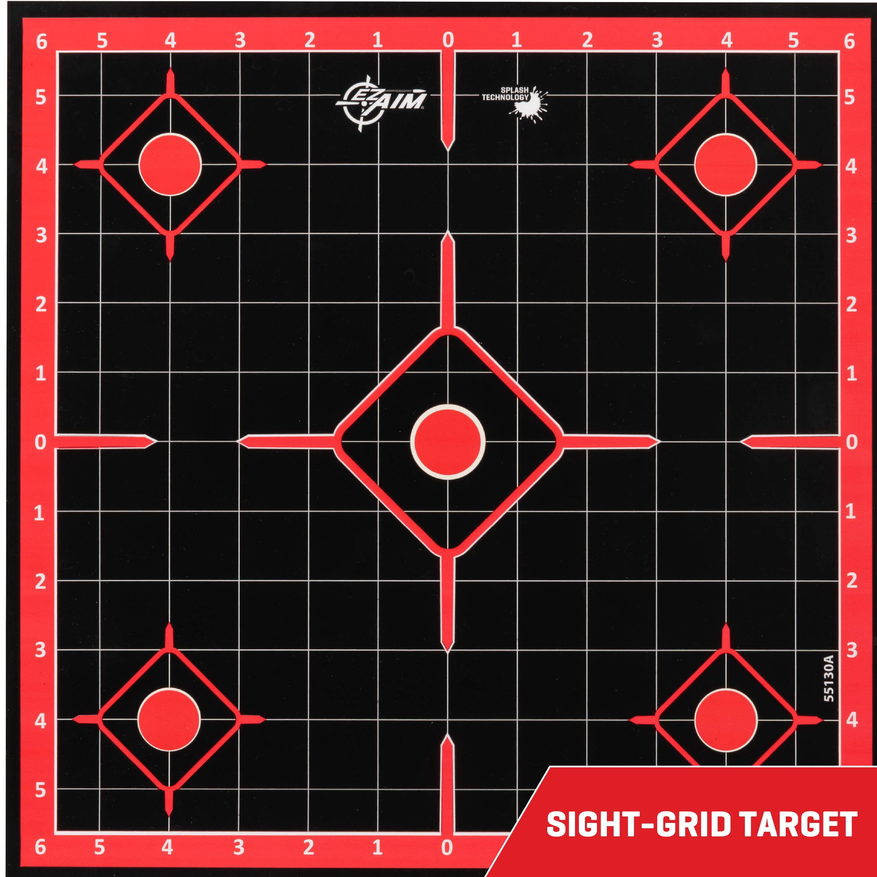 EZ Aim Splash Bullseye and Sight Grid Targets, 12 x 12 Inch, 10 Pack