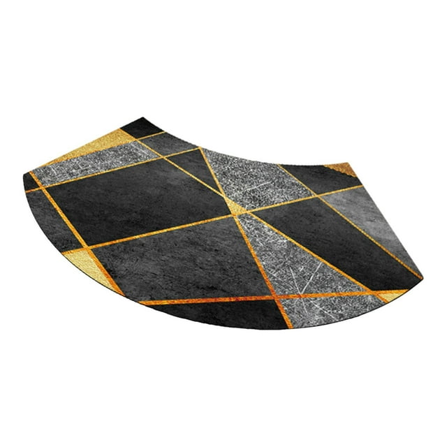 Siruishop Bathroom Rug Bath Mat Fan Shaped Foot Rug Soft Absorbent Shower Rug Bath Rug Black Gold
