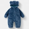 thumbnail image 2 of Gunia Boy Pajamas Sleepsuit Winter Warm Hooded With Bear Design Soft Cozy Set Infants 0-12 Months Boys Sleepwear,Blue 9-12 Months, 2 of 3