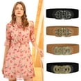 thumbnail image 4 of INSPIRE CHICRetro Knot Woven Metal Interlocking Buckle Elastic Waist Cinch Belt Band Round Buckle-Black Band-Bronze Buckle 25"-37", 4 of 4